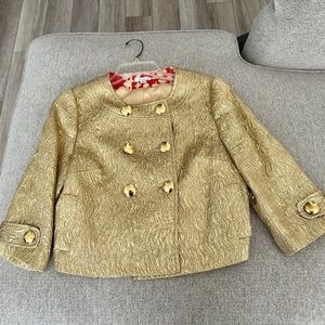 Shoshanna Gold Cropped Jacket Size 8